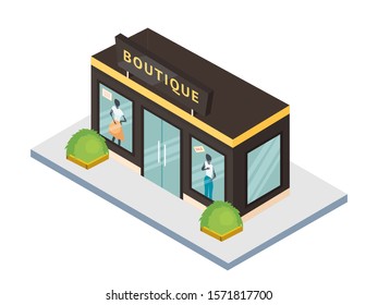 Imagen vectorial plana de la tienda de moda. 