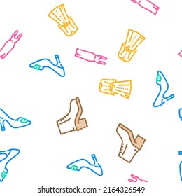 Fashion Store Garment And Shoes Vector Seamless Pattern Color Line Illustration