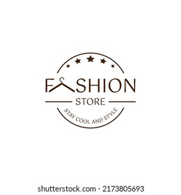 fashion store logo design in brown color on white background. vector illustration