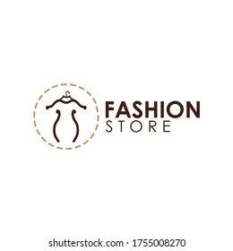 Fashion Store logo, geometrical baclground, hand drawn doodle lettering and fabric.EPS 10