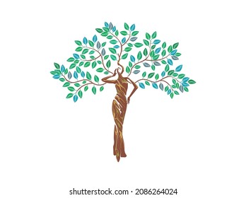 fashion store logo, fashion show of a woman tree concept