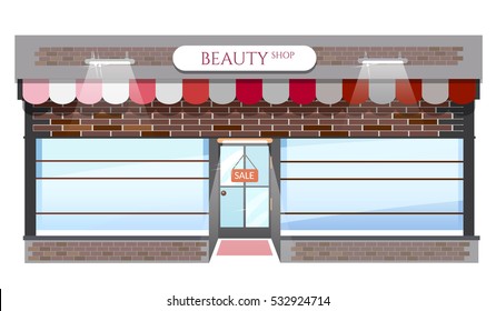 Fashion store, fashion shop building, windows empty for your store product presentation or design, vector cartoon illustration 