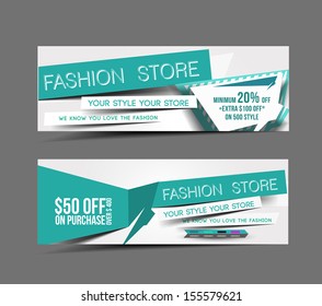 Fashion Store Web Banner, Header Layout Template. 