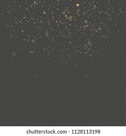 Fashion strass drops with shiny sequins. Sparkling of shimmering light blurs. Christmas and New Year effect. Gold particles lines rain. Overlay transparent glitter threads of curtain backdrop. EPS 10