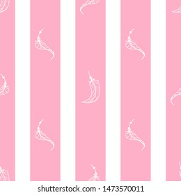 fashion striped pattern seamless ornament  with feather leaf shape , baby newborn girly style vector illustration for boy or girl texture lines print textile or wrapping paper