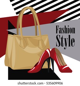 fashion style accessory wo purse red heel