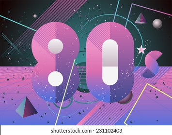 80´s Fashion Style Background. Vector illustration cartoon. 