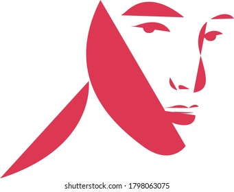 Fashion and style concept. Abstract woman face pink silhouette