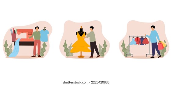 Diseño de paquete plano con estilo de moda