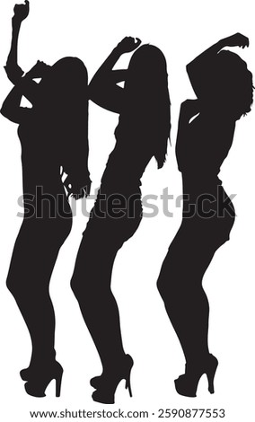 Fashion Style Gril Vector Design Icon in Silhouette