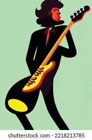Fashion In Style Pop Art On Abstract Musical Background. Colorful Jazz Poster With Contrabass And Saxophone Royalty Free SVG, ClipArt's, Vectors, And Stock Illustration svg
