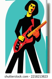 Fashion In Style Pop Art On Abstract Musical Background. Colorful Jazz Poster With Contrabass And Saxophone Royalty Free SVG, ClipArt's, Vectors, And Stock Illustration svg