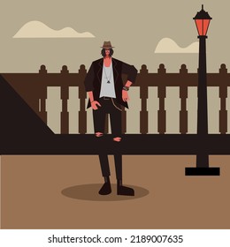 Fashion style of rock human flat illustration 