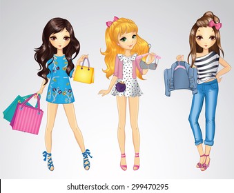 Fashion style shopping girls