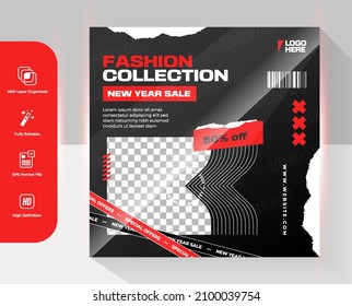 Fashion style streetwear poster or banner social media template