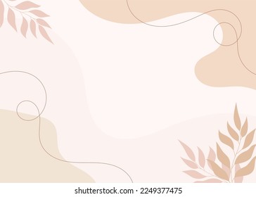 plantilla de estilo de moda con formas abstractas en tonos pastel y plantas. fondo neutro con tema minimalista