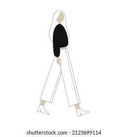 Mujer vectorial de estilo moderno de estilo étnico en tela y posa para primavera y verano carteles de fondo tarjeta de bienvenida