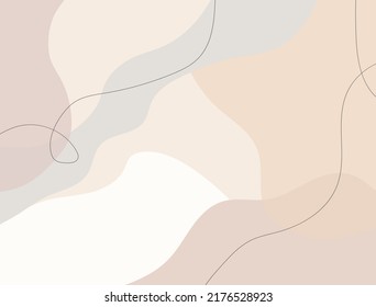 A Fashion stylish pastel color Design with abstract curves and lines stoke for pastel colorful templates, Neutral background in minimalist style, vector and Illustration