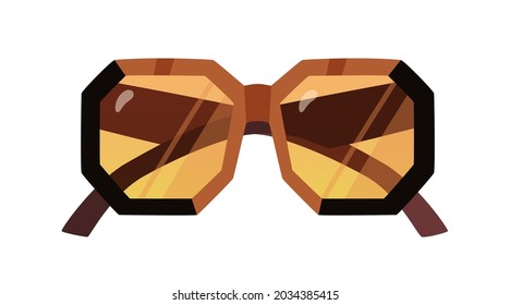 Fashion stylish sunglasses with thick frame and octagon-shaped lenses. Trendy bold sun glasses. Oversized large summer eyewear. Women accessory. Flat vector illustration isolated on white background