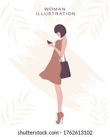 Fashion stylish women on floral background. Vector illustration