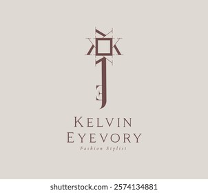 Fashion stylist key label design lettering kevin eyevory drawing in vintage art style on beige background