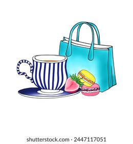 Fashion summer and drink with white background.