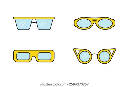 Fashion sunglasses accessory sun glasses spectacles plastic frame goggles modern eyeglasses vector illustration.