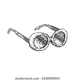 fashion sunglasses female vintage hand drawn. vector glasses, view black, summer hair fashion sunglasses female vintage vector sketch. isolated black illustration