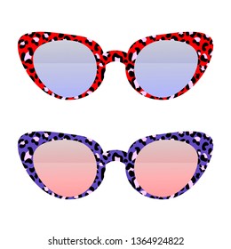 Fashion sunglasses with leopard print pattern, abstract wallpaper background. Vector illustration.