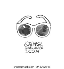 fashion sunglasses logo, doodle sketch grunge style vector illustration.