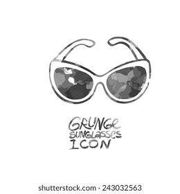 fashion sunglasses logo, doodle sketch grunge style.