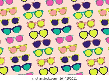 Fashion sunglasses - seamless vector pattern.