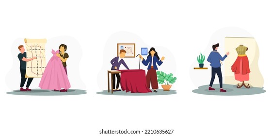 Diseño de paquete plano del diseñador de moda