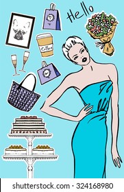 Fashion, Tea and Coffee. Vector isolated elements 