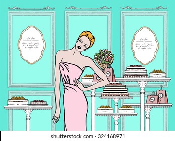 Fashion Tea House. Vector isolated elements