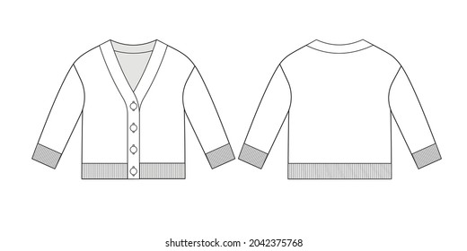 Fashion Technica Drawing Of Baby Cardigan