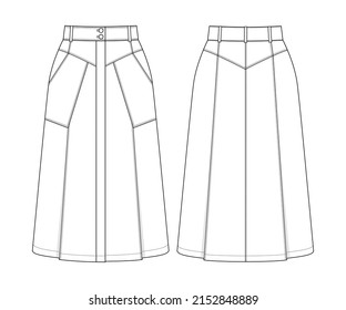 Fashion Technical Drawing Aline Midi Denim Stock Vector (Royalty Free ...