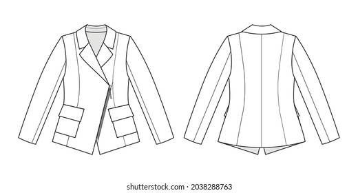 Fashion Technical Drawing Biker Jacket Stock Vector (Royalty Free ...