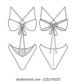 Fashion Technical Drawing Of Bikini