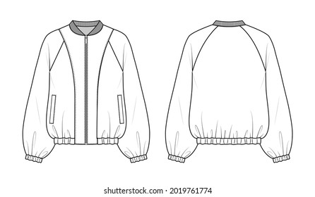 Fashion Technical Drawing Bomber Jacket Fashion Stock Vector (Royalty ...