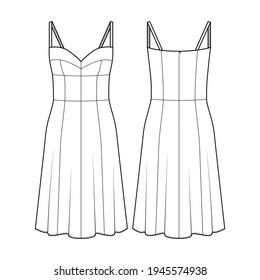 Fashion Technical Drawing Of Bustier Dress