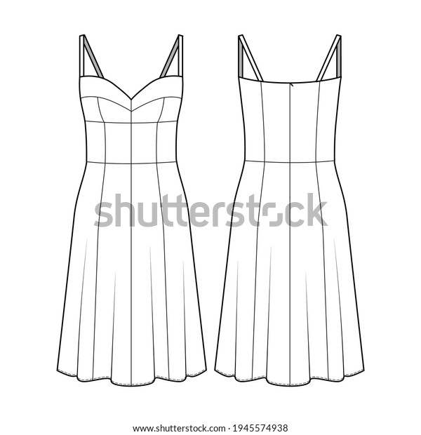Fashion technical\
drawing of bustier\
dress