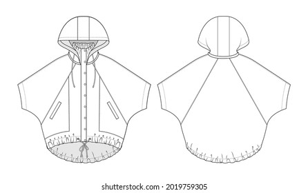 Fashion Technical Drawing Cape Raincoat Stock Vector (Royalty Free ...