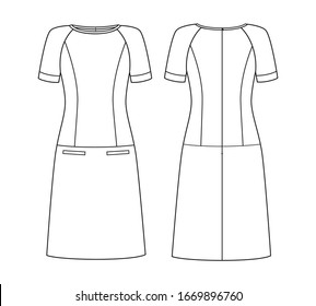 fashion technical drawing of casual dress