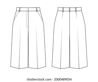 Dibujo técnico de moda shorts clásicos de bermudas
