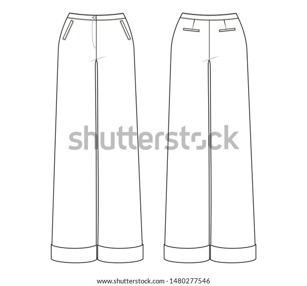 Fashion Technical Drawing Culottes Stock Vector (Royalty Free) 1480277546
