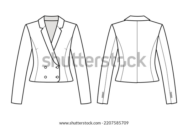 Fashion Technical Drawing Double Breasted Crop Stock Vector (Royalty ...