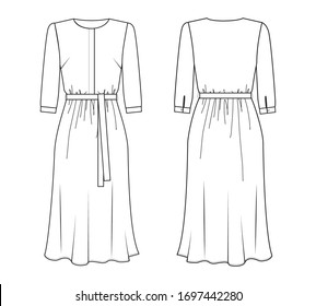 Fashion technical drawing of dress