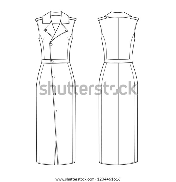 Fashion Technical Drawing Dress Stock Vector (Royalty Free) 1204461616 ...