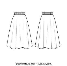 Fashion Technical Drawing Flared Skirt Whith Stock Vector (Royalty Free ...